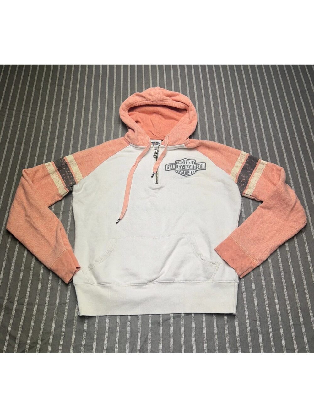 vintage Harley-Davidson MotorClothes women's colorblock half-zip hoodie Medium